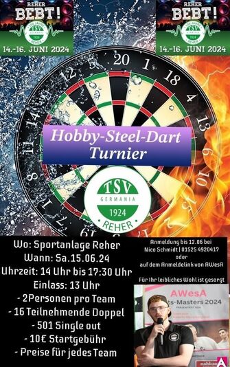 Steeldart Turnier TSV Germania Reher Plakat