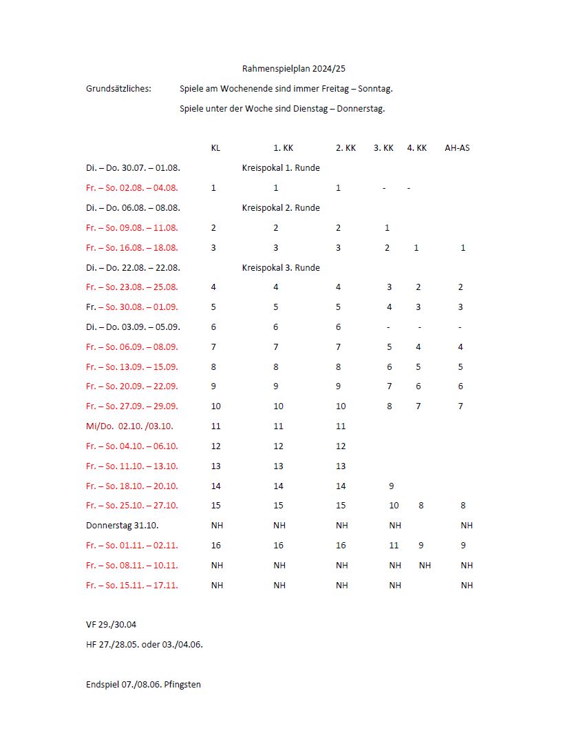 Rahmenspielplan Kreis Hameln Pyrmont 2024-25